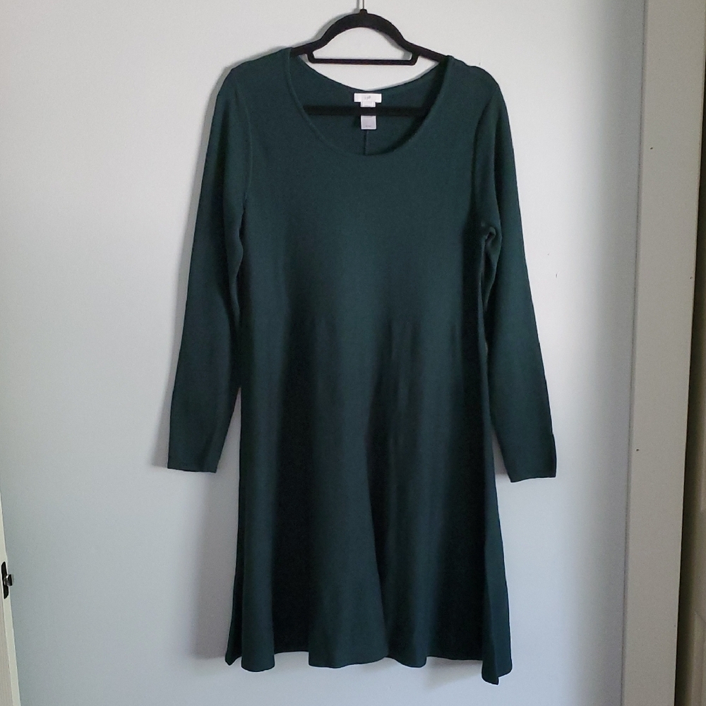 J. Jill Deep Green Long Sleeve Sweater Dress